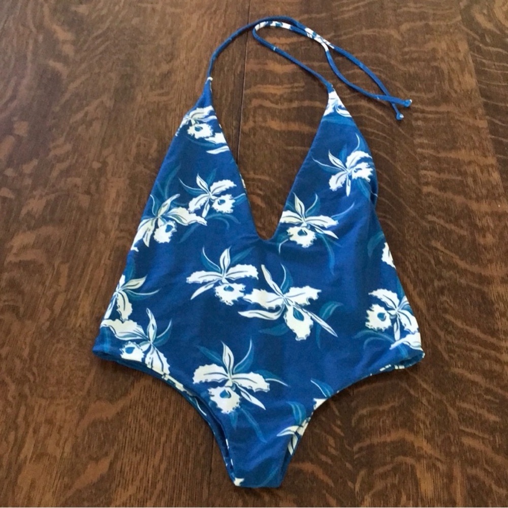 Mikoh Blue Floral One Piece Swimsuit